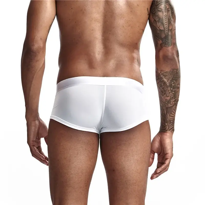 Sexy Ultra-thin Ice Silk Material Men's Underwear Fashion Solid Color Boxer Briefs Summer Cool and Breathable Male Trunks — image 4