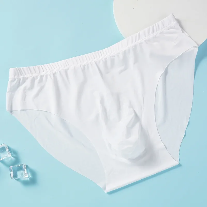 4 adet erkek Buz Ipek Külot Yaz Şeffaf Dikişsiz Seksi Çabuk kuruyan Trendy nefes alan iç çamaşırı Ultra ince Külot