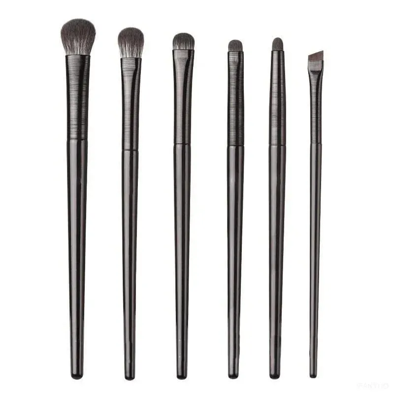6pcs Black Eye Makeup Brushes Set Professional Contouring Eyeshadow Eyeliner Brush Portable Blending Facial Beauty Cosmetic Tool