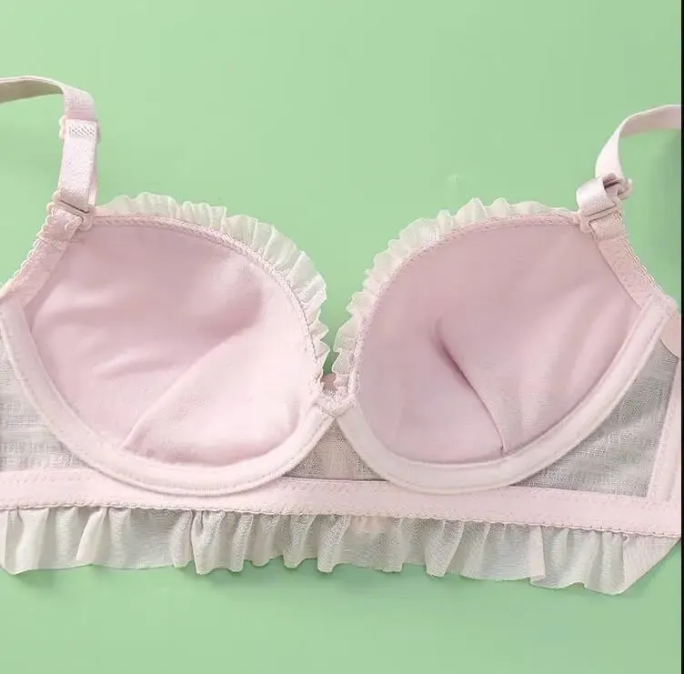 Women's Underwear Lace Sexy Soft Gathering Push Up Comfort Wireless Beauty Back Cute Ladies Bra and Panty Female Lingerie Set