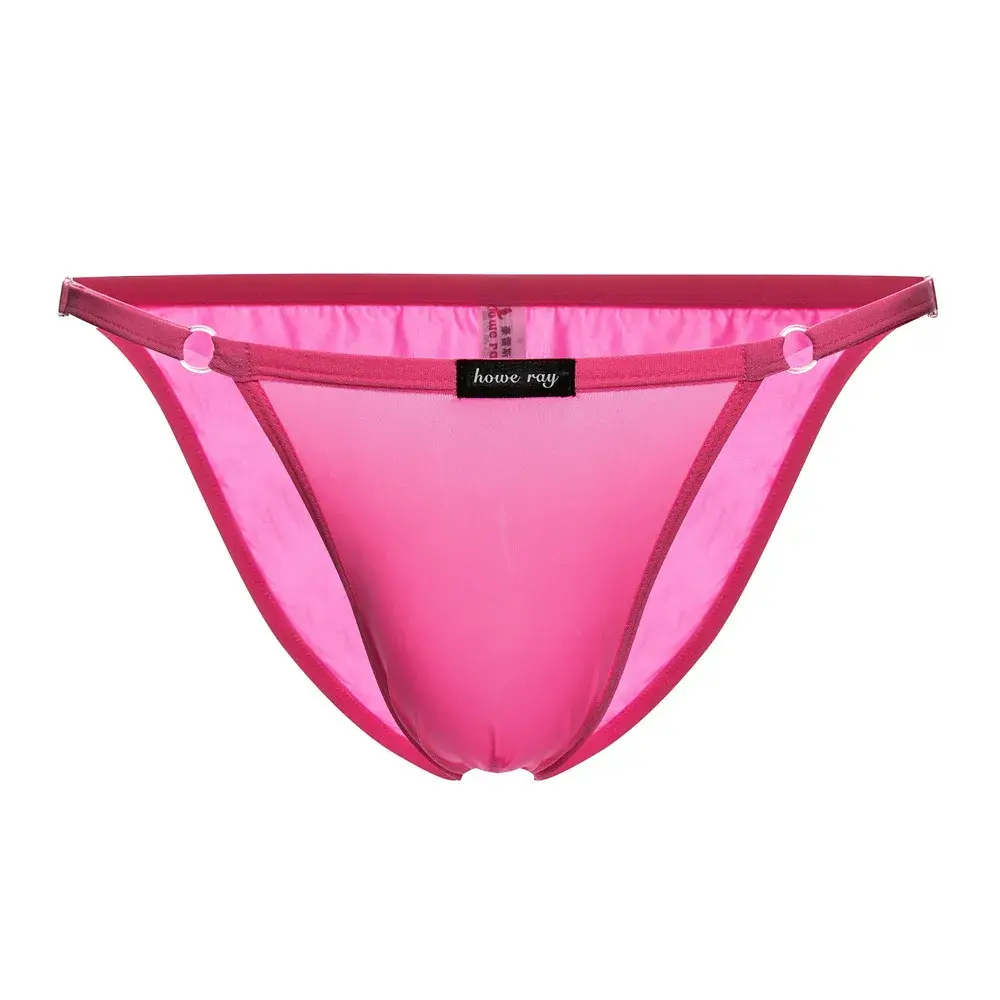 Adjustable Men's Sexy Brief Underwear Ice Silk Thin Transparent Comfort Quick Drying Mankini Gays U Convex Pouch High Fork Tanga