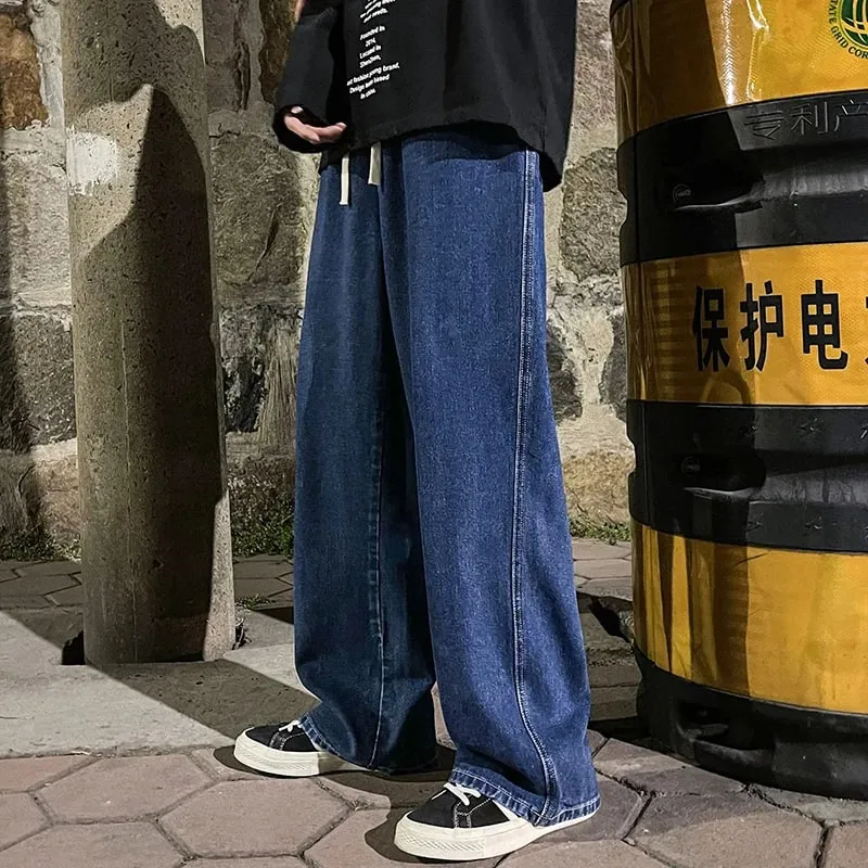 2026 Men's Jeans Korean Version Student Casual Pants High Street Straight Loose Wide Leg Jeans Black Grey Blue Baggy Jeans — image 5