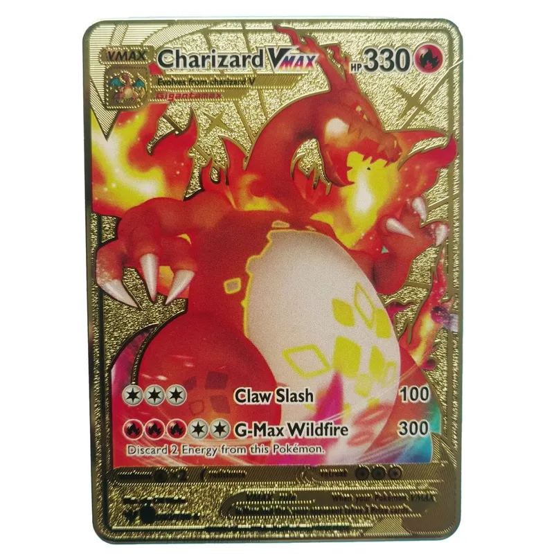 Van Gogh Museum Pokemon English Metal Card Anime Pikachu Charizard Mewtwo Shiny Letters Game Collection Card Kids Toy Gifts