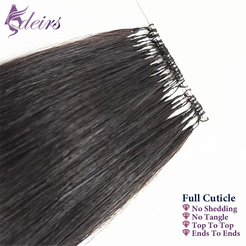 New Double-line Feather Hair Extensions Natural Real Human Hair Microring Hair Extensions Brown Blonde Color Straight