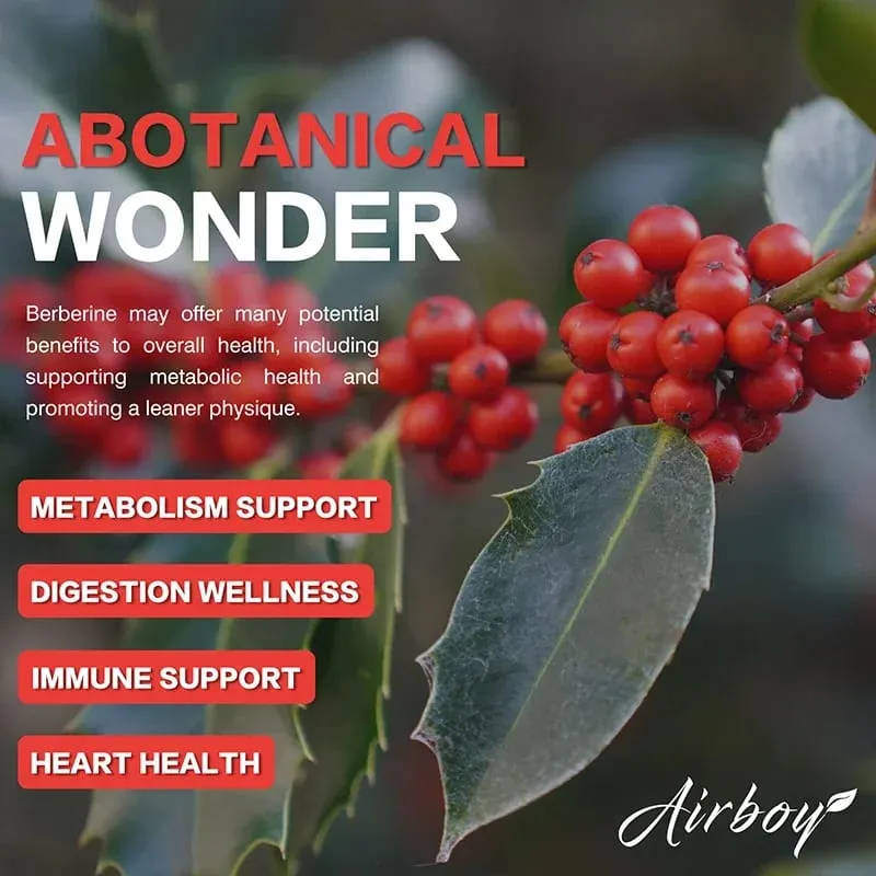 Berberine Capsules - Supports Cardiovascular Health Immune Function Metabolism and Healthy Weight Management