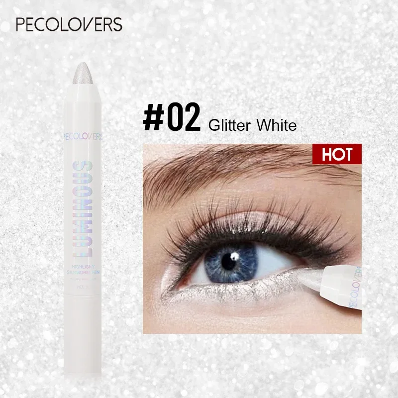 Long-lasting Brightening Highlighter Sparkling Eye Corner Lying Silk Pen Face Highlight and Eye Shadow Pearl White Gliter Pen