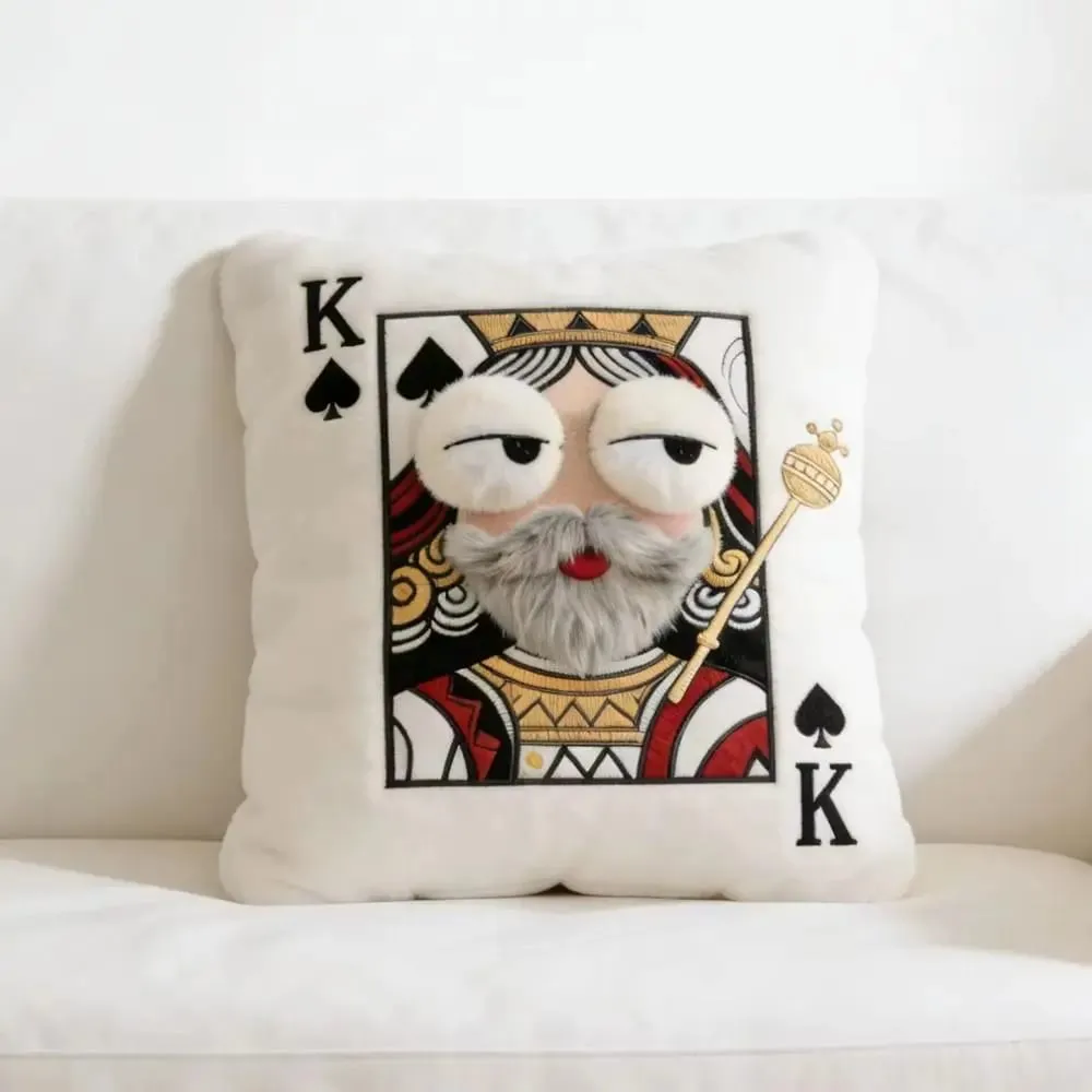 Patchwork Style Poker Card Cushion High-Value Design Card Game Theme Embroidered Pillow 3D Big Eyes Plush Cushion Gift Giving — image 5
