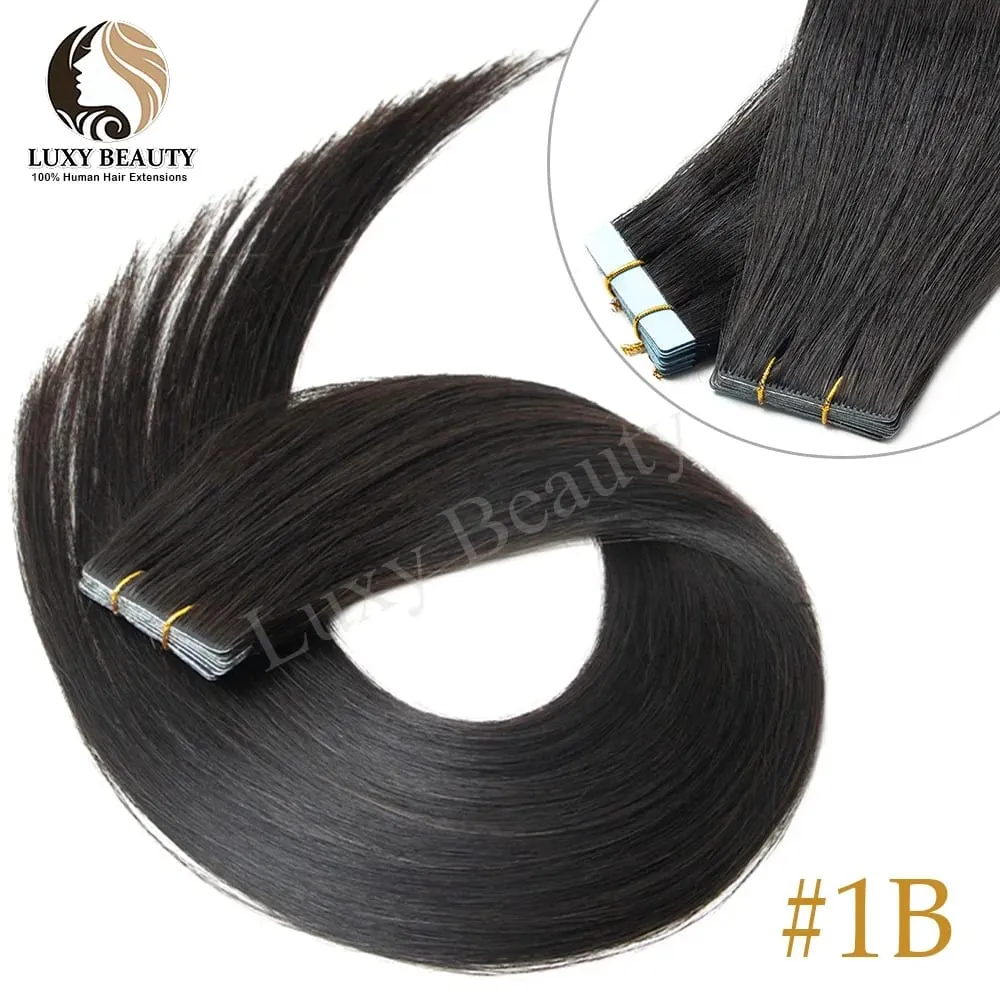 Invisible Tape In Hair Extensions Human Hair Double Side Injected PU Tape Hair Extensions Black Brown Blonde Tape Ins Hair 10pcs
