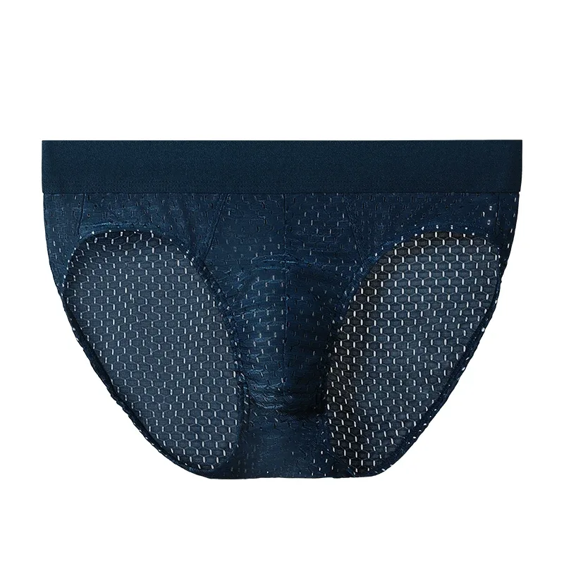Ice Silk Sexy Underwear Men's Low-Waist Antibacterial Briefs Summer Thin Mesh Breathable Shorts Boys' Underwear