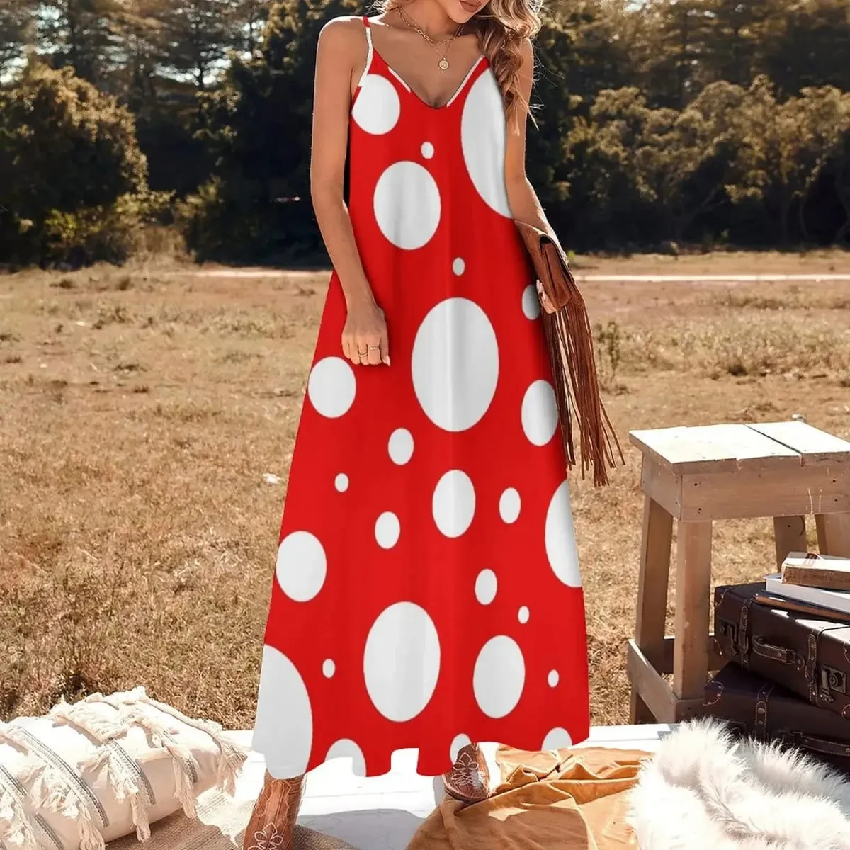 kusama yayoi inspired pattern Sleeveless Dress elegant and pretty women's dresses Women's summer skirt Dress