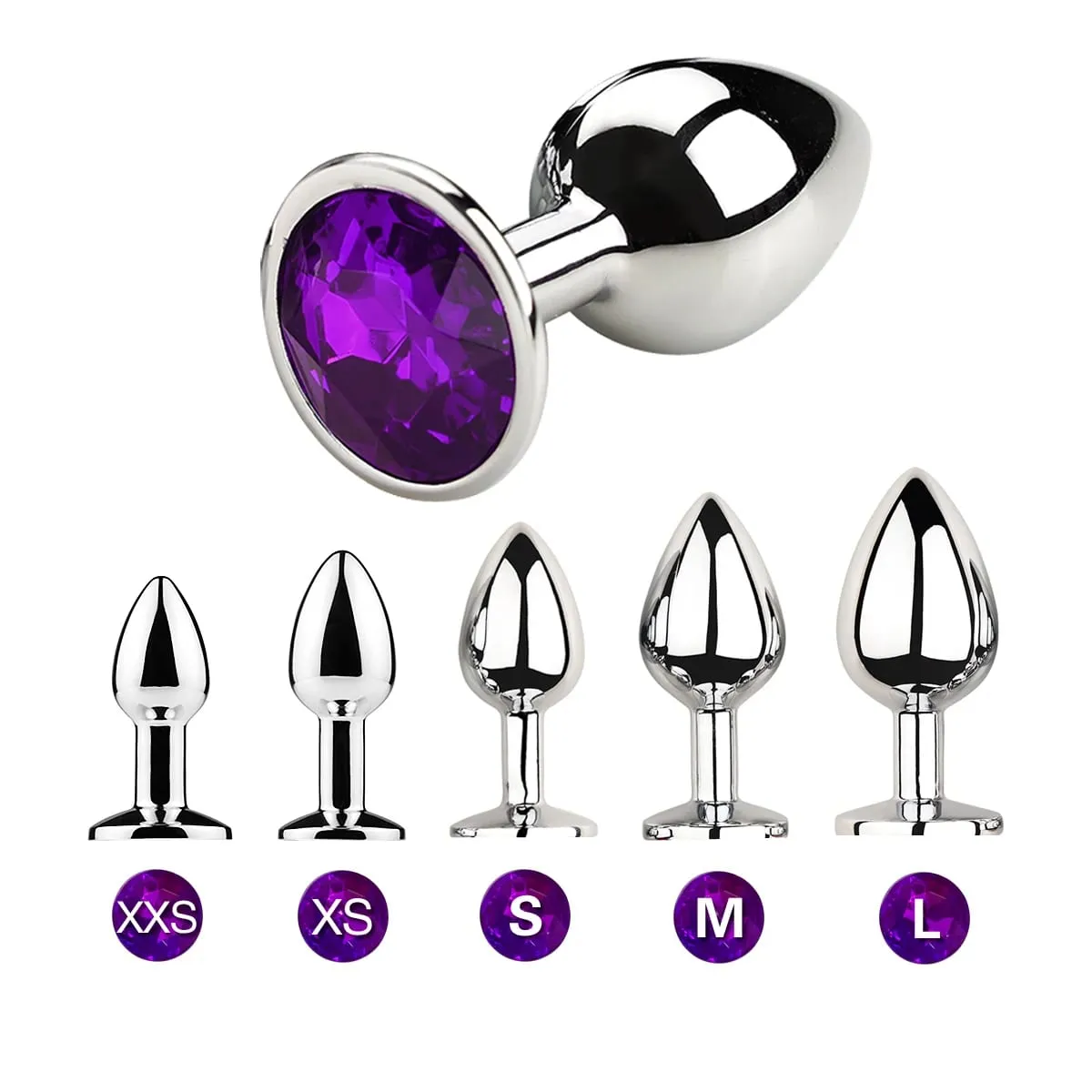 Metal Anal Plug With Gem Base Beginner To Expert 5 Size Butt Plug G-Point Massage Dildos Female/Male Couples Adult Sex Toys