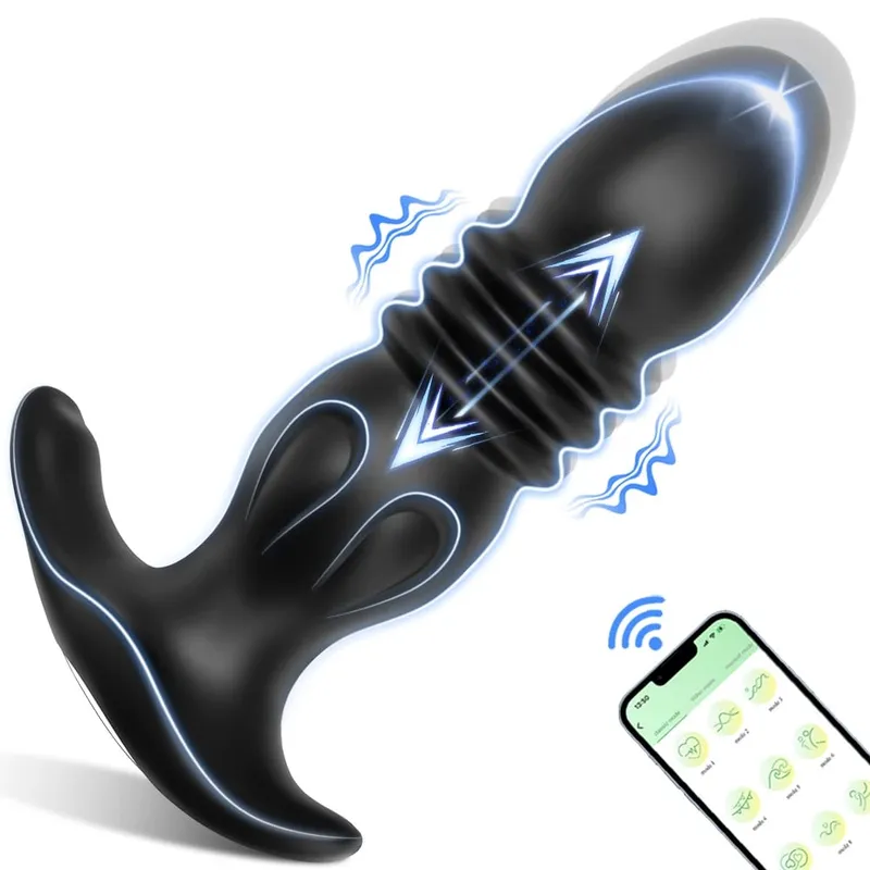 Male Thrusting Vibartor Prostate Massager APP Control Vibrator for Men Delayed Ejaculation Cork Ring Butt Plug Sex Toy for Adult — image 10