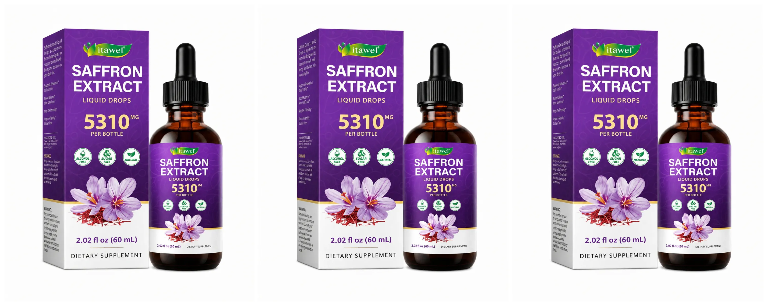 Saffron Extract Liquid Drops 117mg per Serving for Antioxidant Balanced Mood Healthy Sleep & Premenstrual Comfort Support 60ML