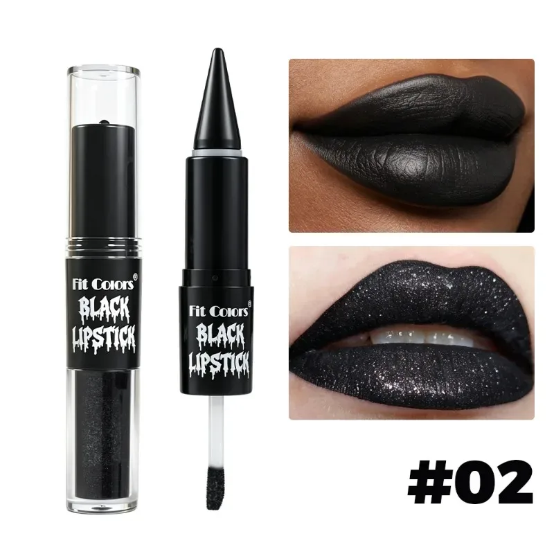 Halloween 2-in-1 Lip Gloss Matte Lip Liner Long Lasting Waterproof Liquid Lipstick Moisturizing Shiny Lip Oil for Party Makeup