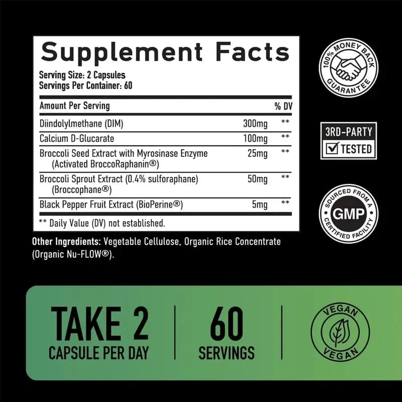 DIM Capsules - Support Fat Metabolism Increase lean Muscle Increase Muscle Strength Improve Athletic Performance