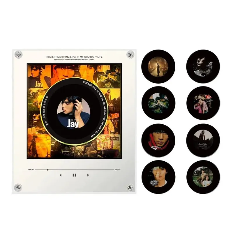 NFC Music Player Refrigerator Magnetic Sticker Acrylic Rotary Disc Machine Automatic Singing Song Players for Fridge Night Light
