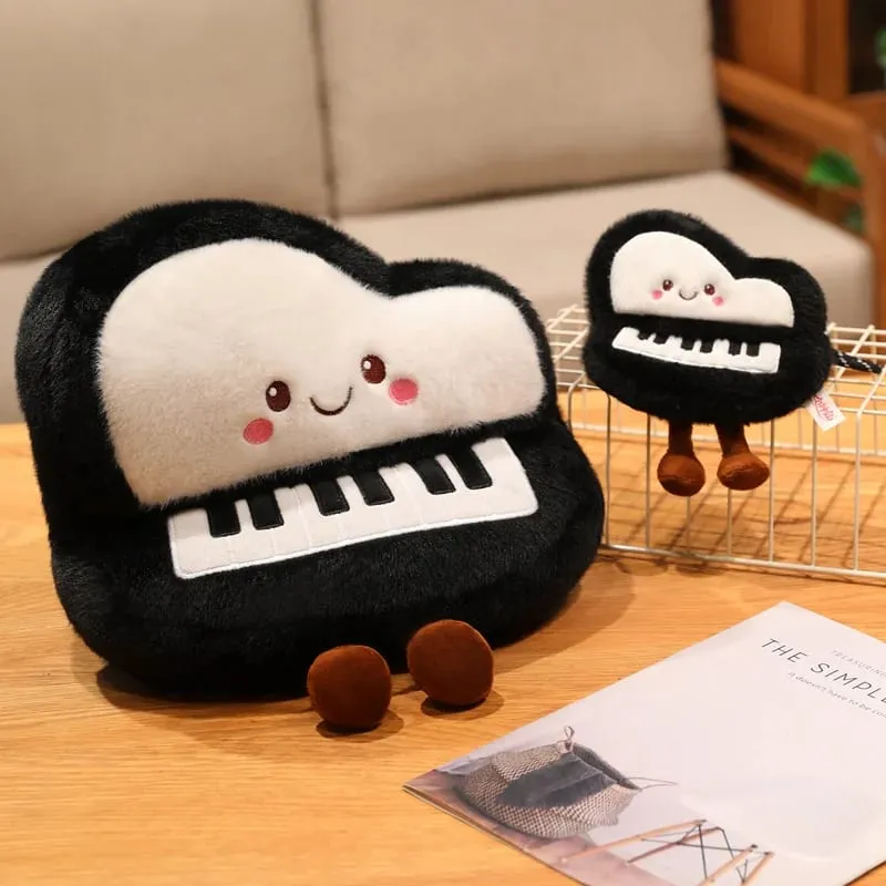 14/16cm Black Piano & White Air Conditioner Plush Pendant Stuffed Humanoid Musical Instrument Keyring Decor for Bag Gift
