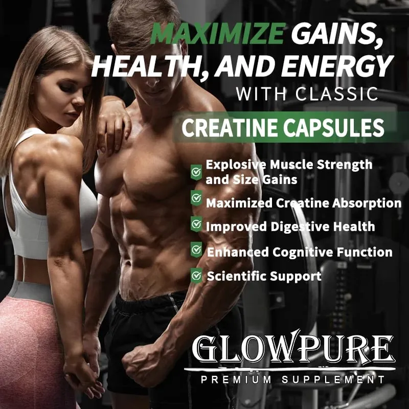 Creatine Monohydrate Capsules for Muscle Endurance Workout Recovery Mass Gainer Strength Performance Nutritional Supplement — image 5