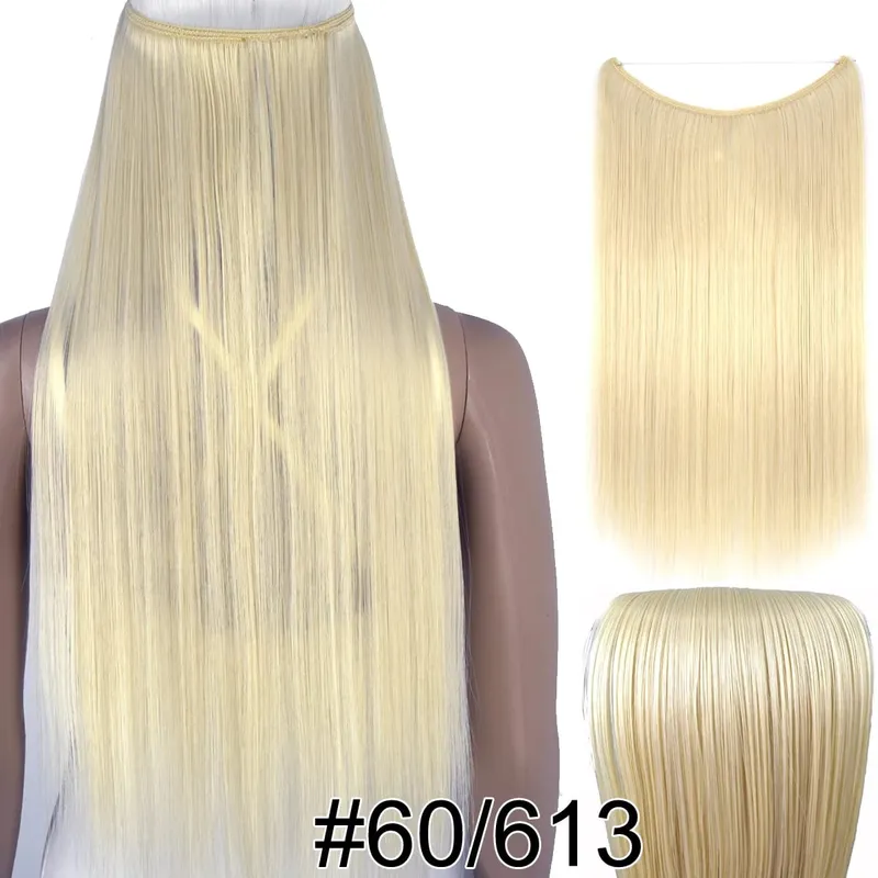 Synthetic Heat Resistant Hair Silky Straight Elasticity Invisible Wire Hair Extensions 8006