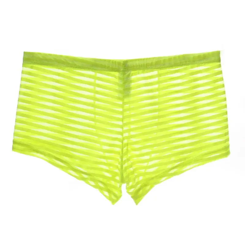 Transparent Underwear Sexy Men Ice Silk Striped Boxer Trunk Breathable Underpants U Convex Pouch Panties Man Boxer Briefs Short
