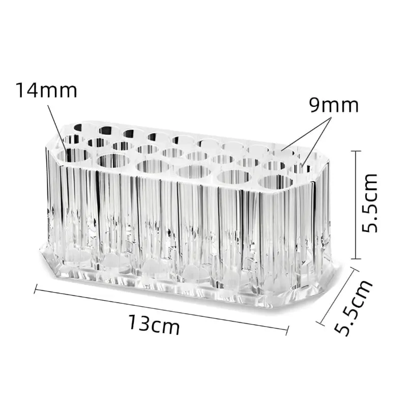 26 Holes Acrylic Makeup Brushes Holder Desktop Lipstick Organizer Eyeliner Cosmetics Pen Storage Rack Transparent Showing Shelf