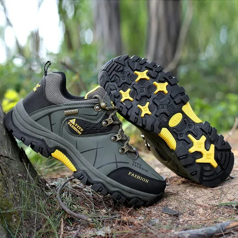 New men's sports hiking shoes 2024 men's anti slip training shoes leather outdoor men's oversized autumn hiking Jogging shoes
