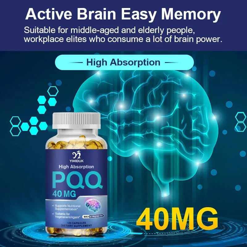 PQQ Capsules 40mg Mitochondrial Biogenesis Support Cell Brain & Heart Health Energy Boost Cognitive Function Antioxidant
