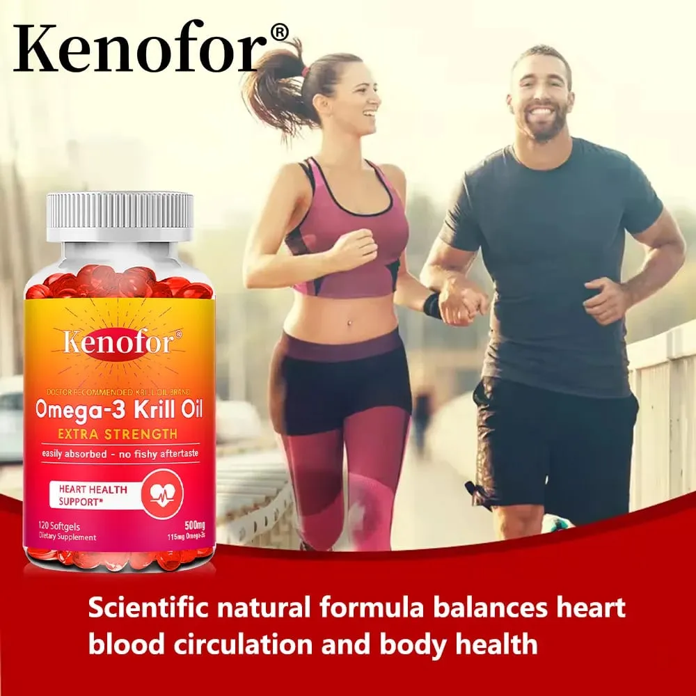 Antarctic Krill Oil 500mg Omega 3 Fatty Acid Supplement High Potency EPA & DHA Krill Oil Astaxanthin Supports Heart Health