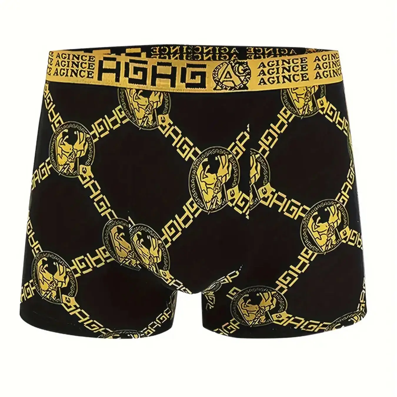 8 pcs of men's luxury chain knight printed elastic flat angle underwear - comfortable, breathable and quick drying underwear set