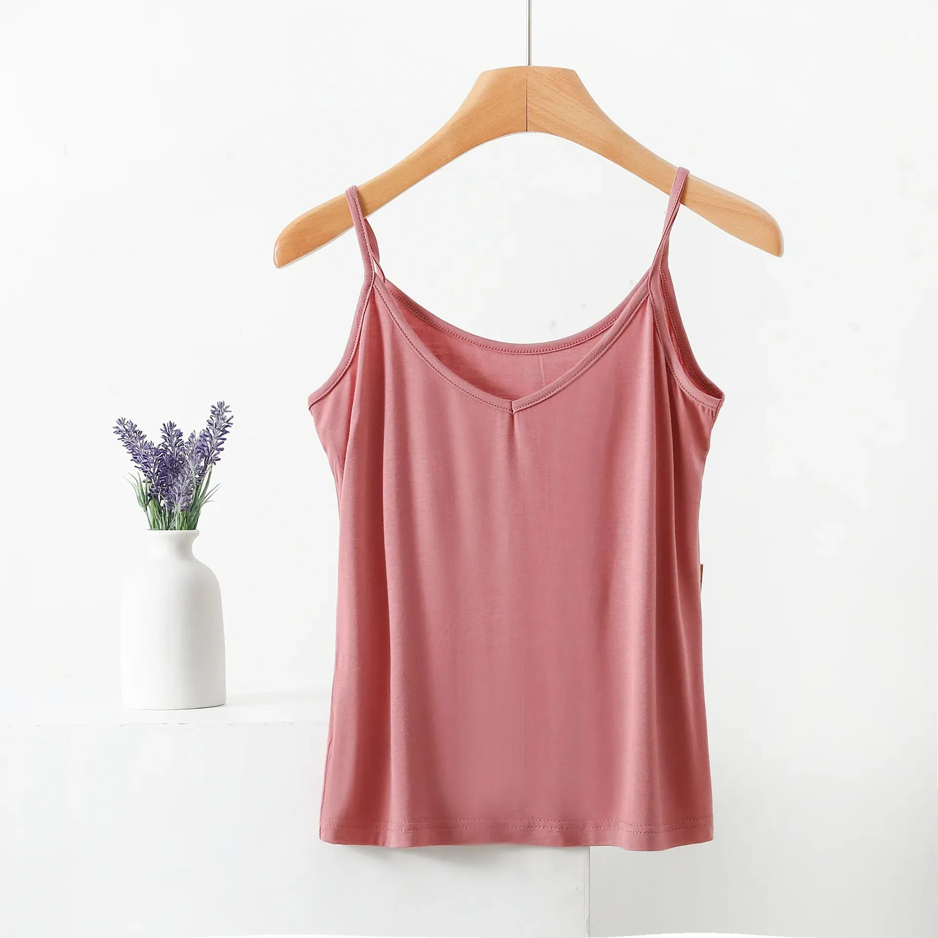 Spaghetti Strap Top Women Halter V-Neck Basic Cami Sleevless tank tops Women's Summer Camisole Solid color