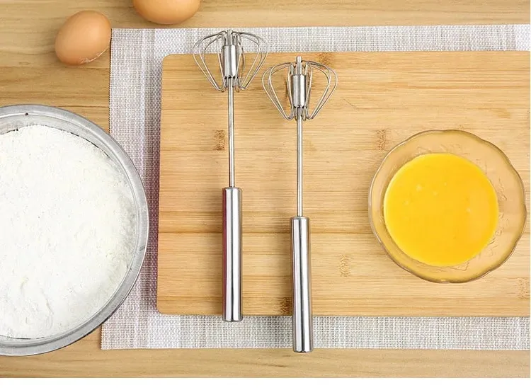 Household Semi-Automatic Rotating Egg Beater Stainless Steel Turning Cream Utensils Whisk Manual Mixer Kitchen Egg Tool