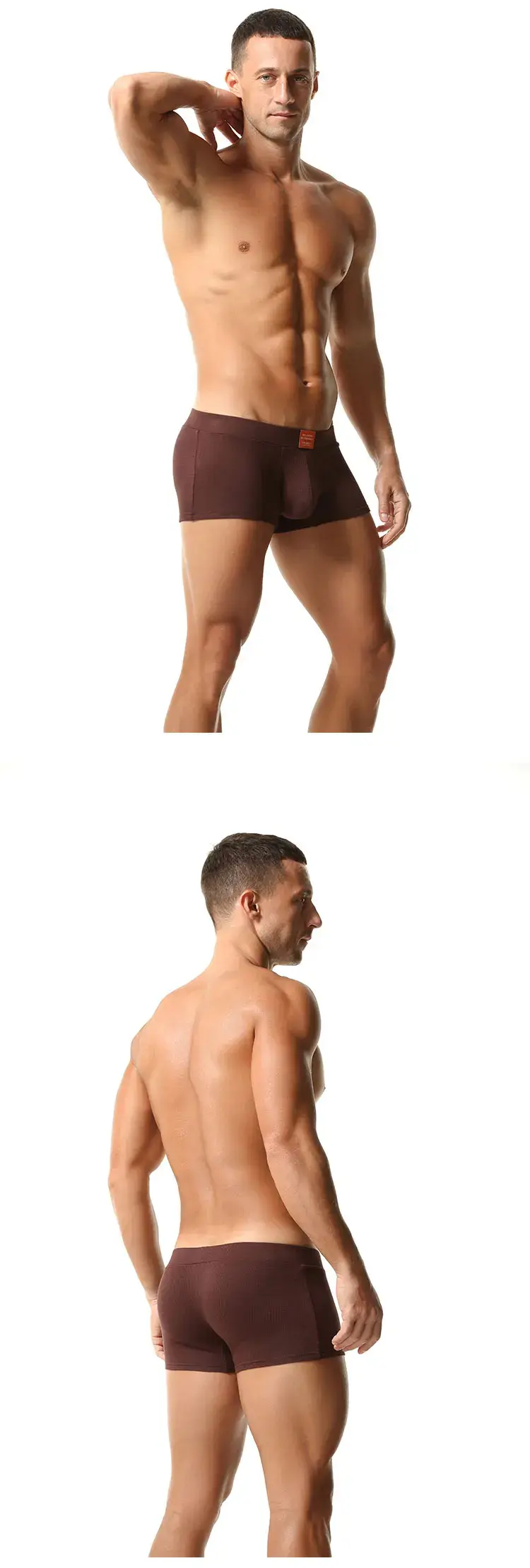 Men's Ribbed Boxer Briefs with 3D Contoured Pouch Elastic Waistband Soft Stretch Fabric for Comfort Casual Underwear