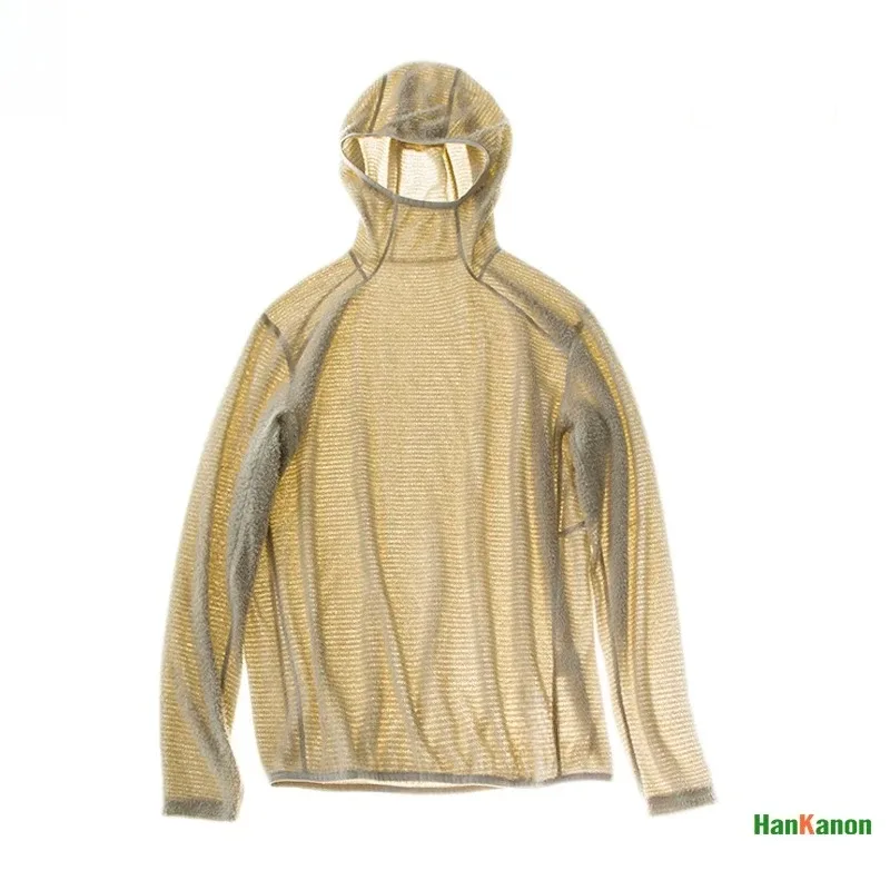 Thermolite® Lichtgewicht T-shirt met capuchon Thermische hoodie met lange mouwen voor heren voor wandelen, kamperen en fietsen Antistatisch en anti-pilling