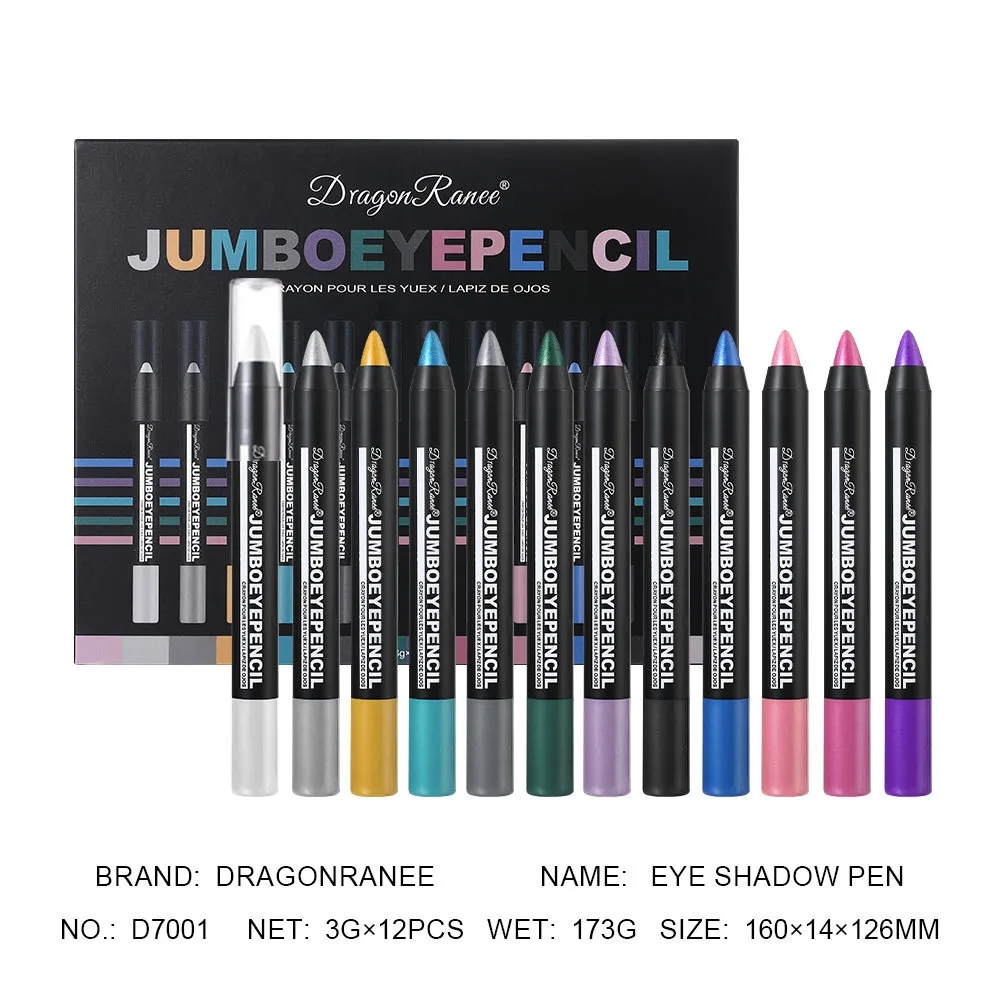 12Pcs Highlighter Eyeshadow Pencil Set Waterproof Glitter Eye Shadow Lying Silkworm Makeup Pigment Cosmetics White Eyeliner Pen — image 6