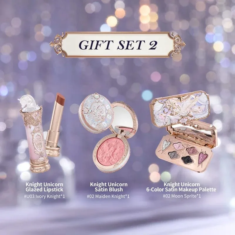 Flowerknows Knight Unicorn Collection Makeup Set Eye Shadow Palette Long Lasting Lipstick Blusher Setting Powder Matte Lipliner — image 3