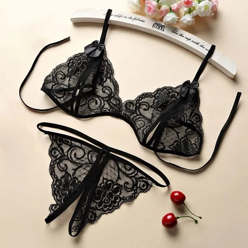 Erotic Embroidery Blue floral fragments Lace Babydoll Sensual Lingerie Bra Set For Women Underwear Intimate Sexi Panty Set 2024 — image 8