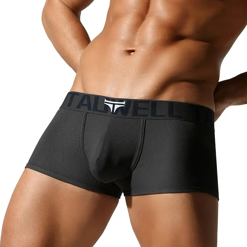 Men's Underwear, High-End Boxer Shorts, Solid Color, High Elasticity, Slim Fit, Breathable