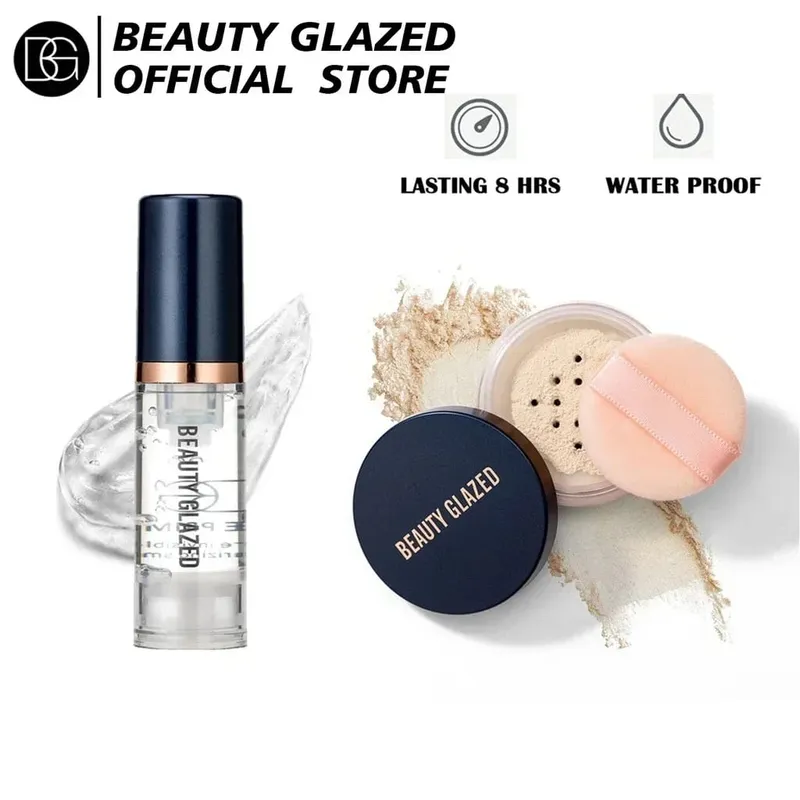 Face Makeup Set Primer+Loose Powder Oil-Control Waterproof Long Lasting Invisible Pore Smooth Setting Powder