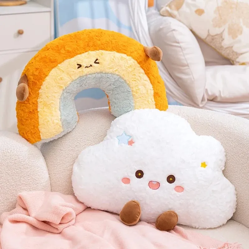 Cute Cartoon Rainbow Cloud Pillow Kawaii Stuffed Pillow Soft Filling Home Office Car Sleeping Pillow Backrest Good Gifts — image 2