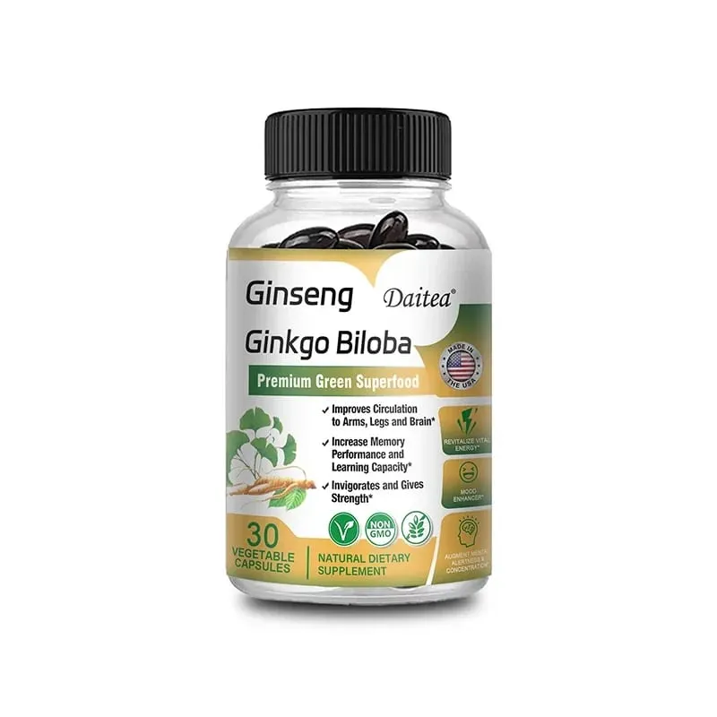 Ginseng Premium + Ginkgo - Nootropic Brain Supplement Memori & Kepekatan Peredaran & Tenaga 120 Kapsul