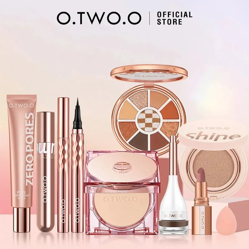 O.TWO.O 9pcs Full Makeup Face Setting Powder Primer Base Mascara Eyeliner Pen Eyebrow Tint Lipstick Eyeshadow Make-up for Women — image 8