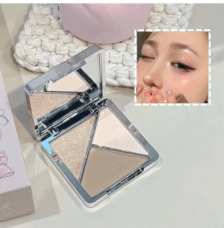 Makeup Kit Include 4 Matte Lipgloss 1 Face Blusher 1 Pressed Powder 1 Eyesshadow Palette 1 Contour Palette With Necklace