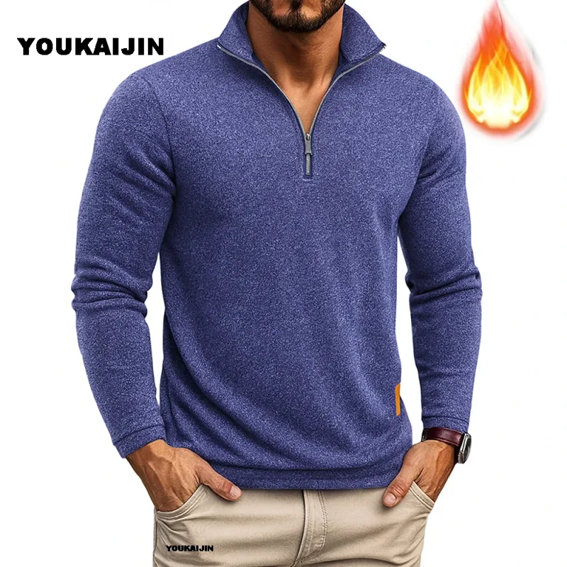 Men Sweatshirts Spring Thicker Pullover Quarter Zipper Pullover for Male Hoody Outdoor Sweatshir Autumn Solid Color Turtleneck