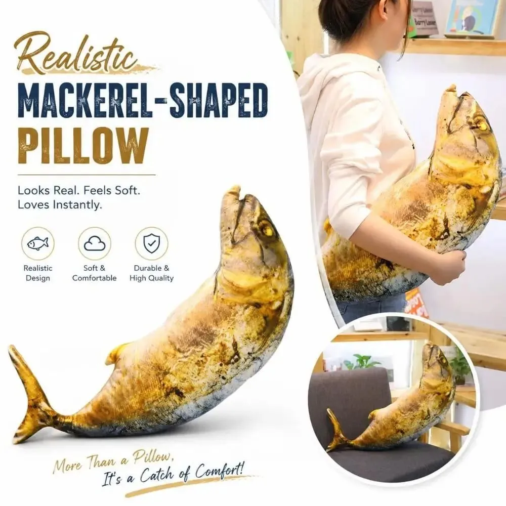 Gifts Realistic Mackerel Plush Pillow Plush Soft Stuffed Fish Plush Toy Mackerel-shaped Cat Toy Sofa Bed Decor