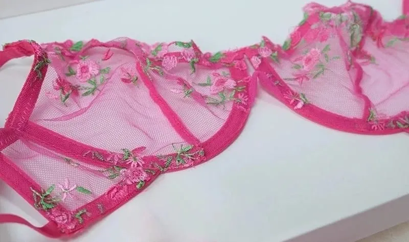 Everyday French Lace Bra Set Wireless Support Embroidered Flower Ultra Thin Breathable Comfort Hollow Out Lingerie BANERDANNI