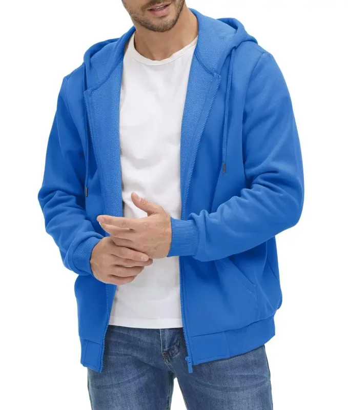 Big Pockets Fleece Lining Hoodies Mens Hooded Coats Full Zip Up Casual Hoodie Jackets Athlete Running Hiking Sportswear — image 12