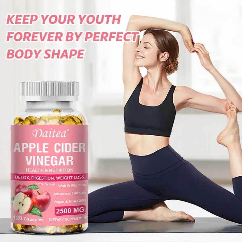 Daitea Organic Apple Cider Vinegar Capsules Healthy Weight Management Digestion Detox & Immune Soothes Gas & Bloating — image 4