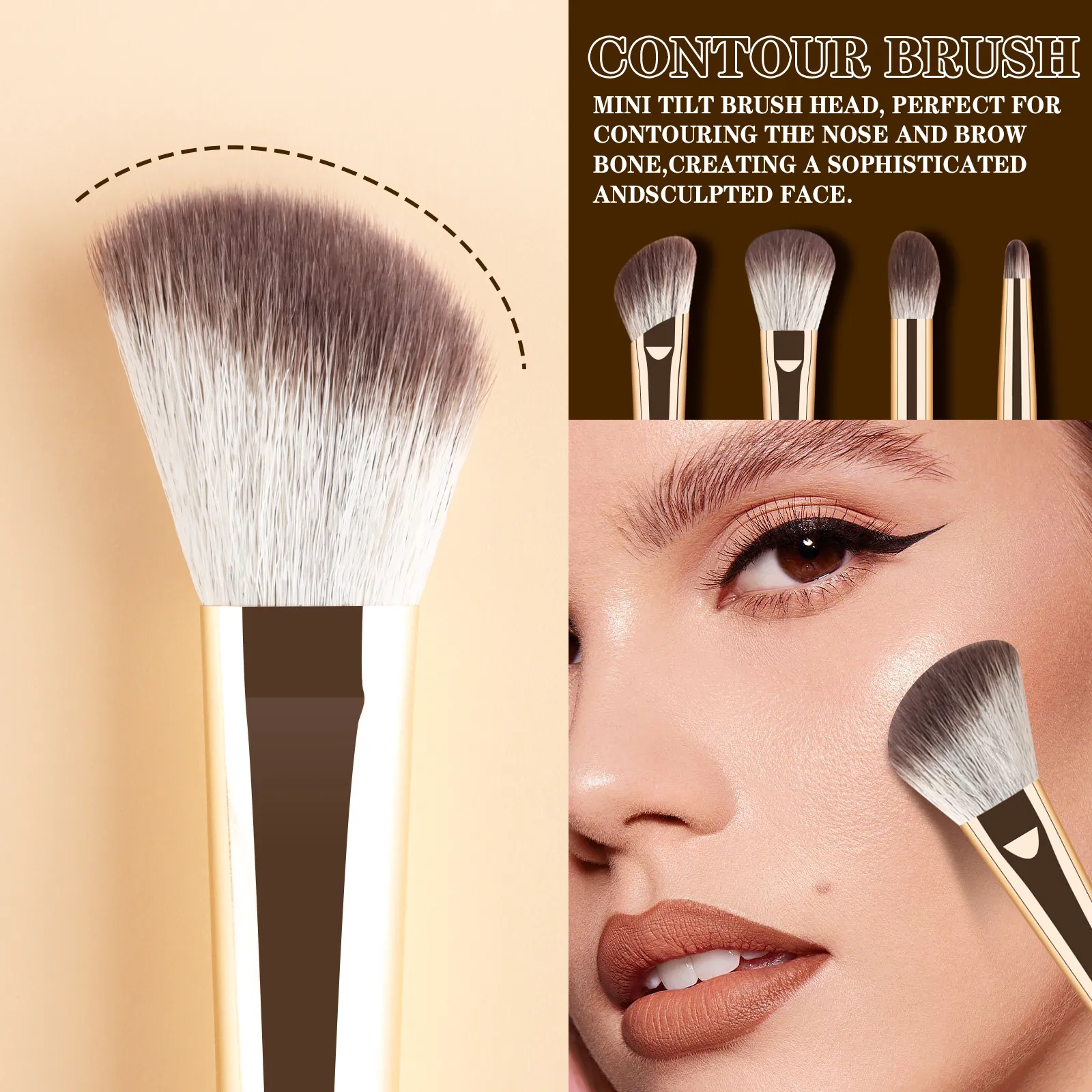 5Pcs Dual Ended Face Eye Brush Kit With Storage Box Blush Detail Eyeliner Brushes For Travel Touch Up
