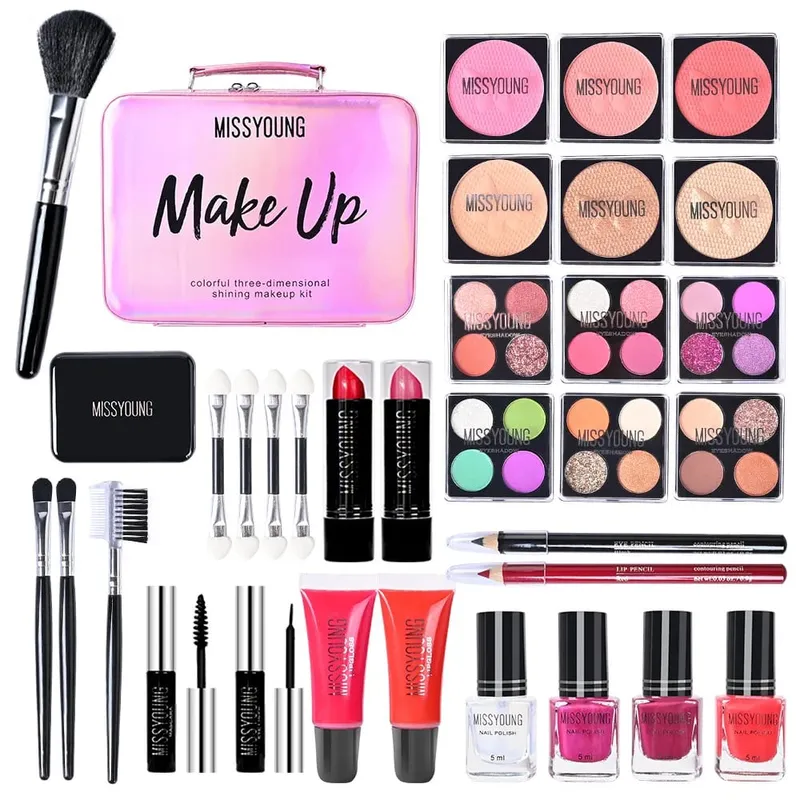 Beliebtes 36-teiliges Beauty-Set, Make-up, Eyeliner, Rouge, Lippenstift, Gesichtspflege, tägliches Make-up-Set, Damen-Geschenkset für Feiertage und Geburtstage