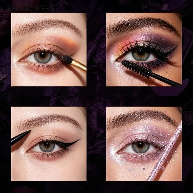 8PCS Face Set Multi-color Eye Shadow Plate+eye Black+eyeliner Pen+makeup Tools Waterproof and Durable Halloween Makeup